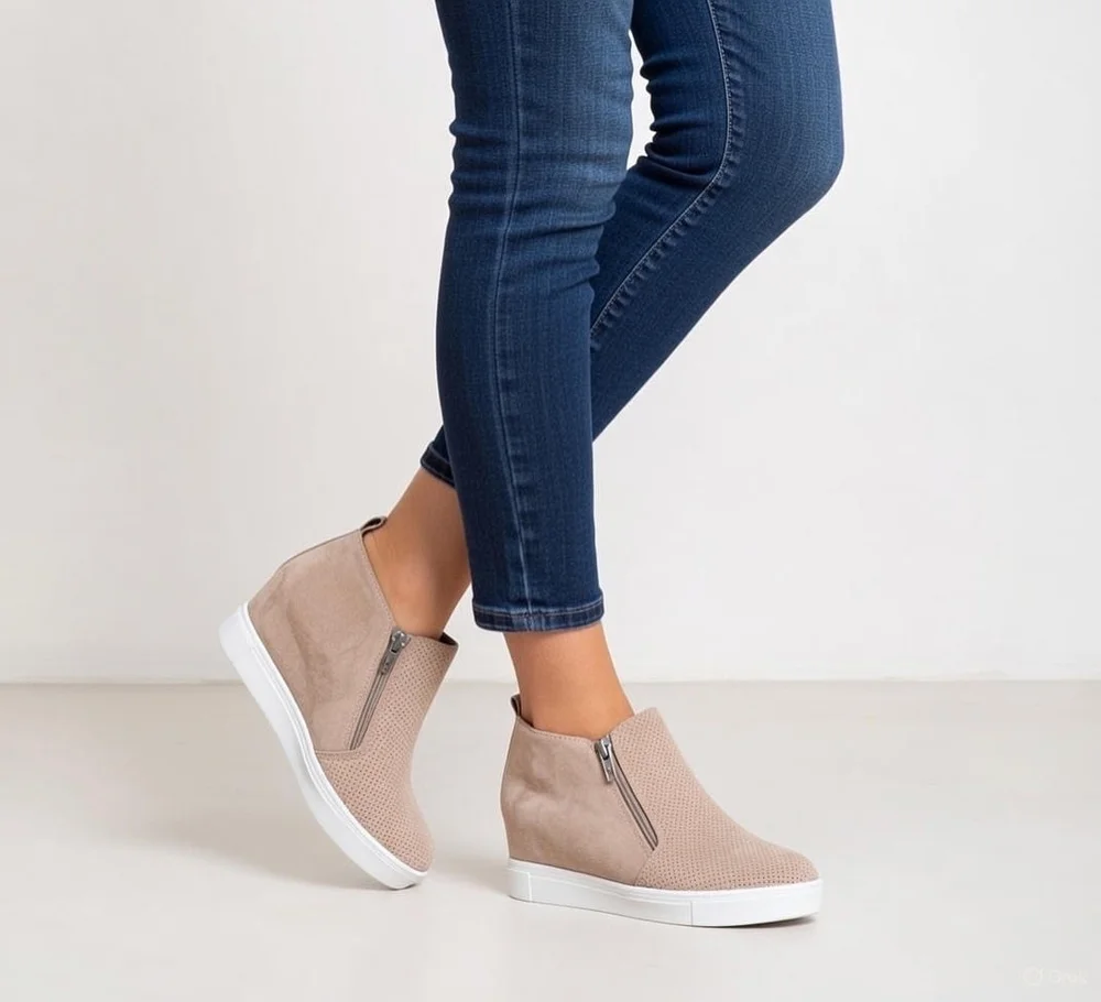 Time and Tru Dusty Rose Wedge Ankle Booties Women’s Size 9